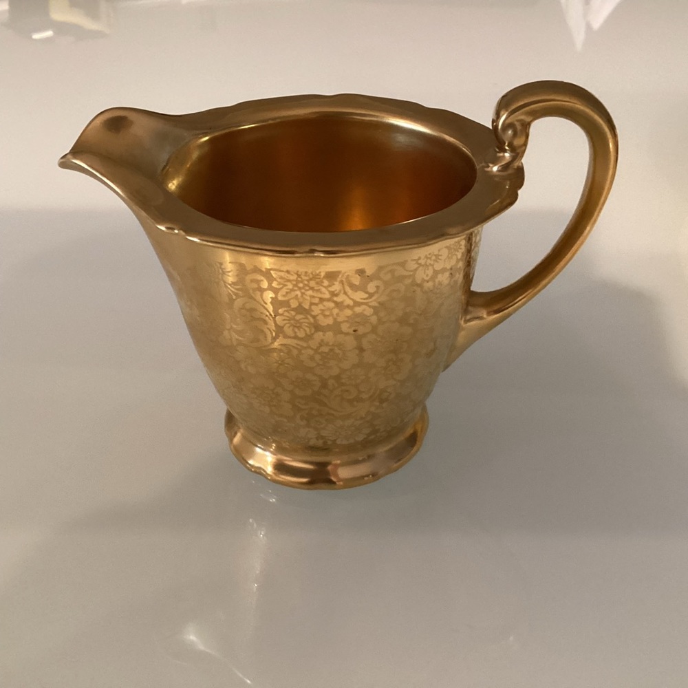 Vintage Pickard China 24 KT Gold Encrusted Floral 614 Creamer